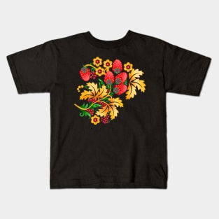 Russian traditional flower pattern hohloma Kids T-Shirt